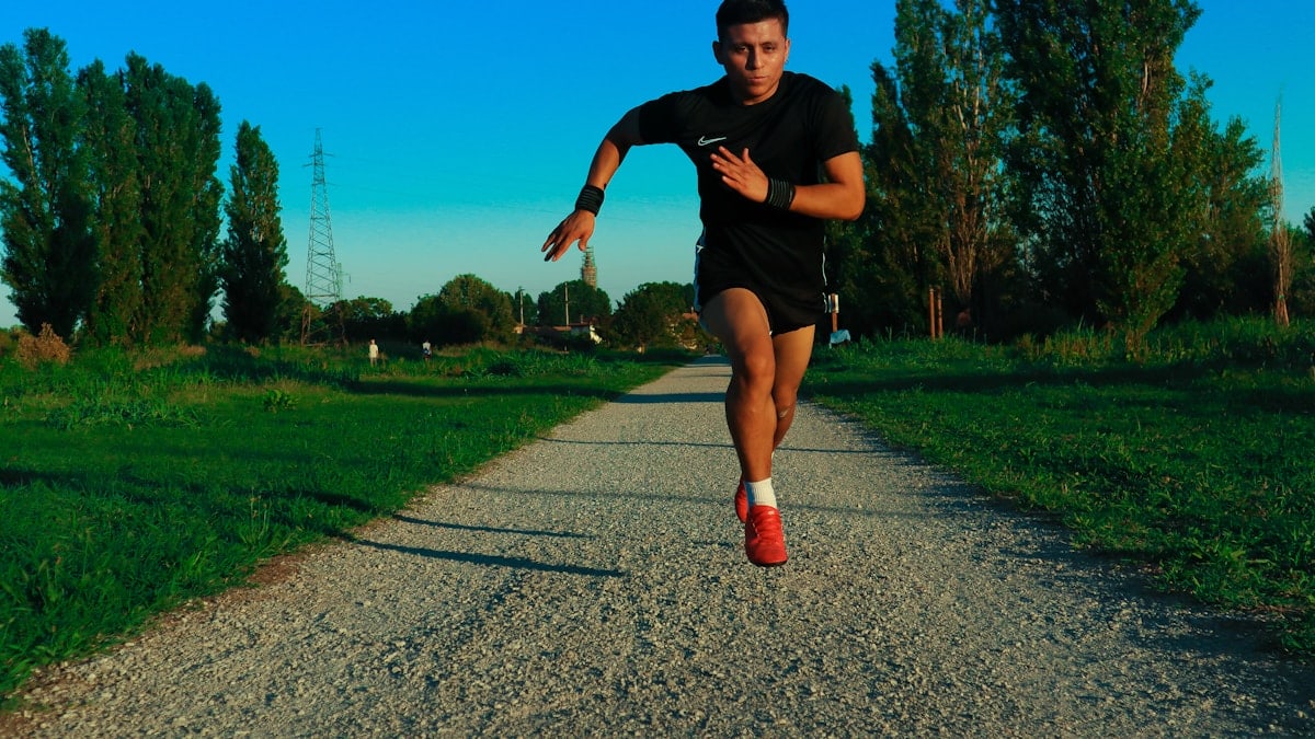 a man running on a path